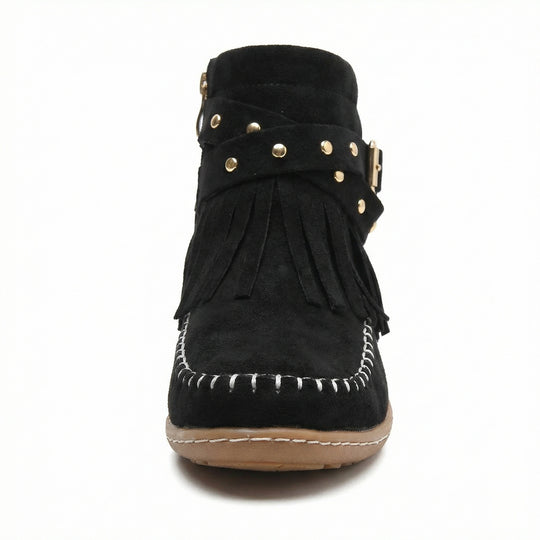 R&B Warme Vintage-Stiefel mit Fransen
