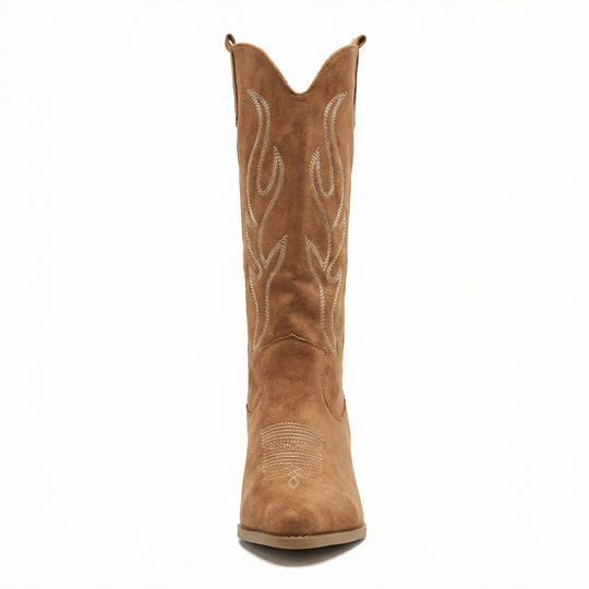 R&B | Cowboy Stiefel Retro Chunky Heel Spitzstiefel mit Stylischem Seitenreißverschluss