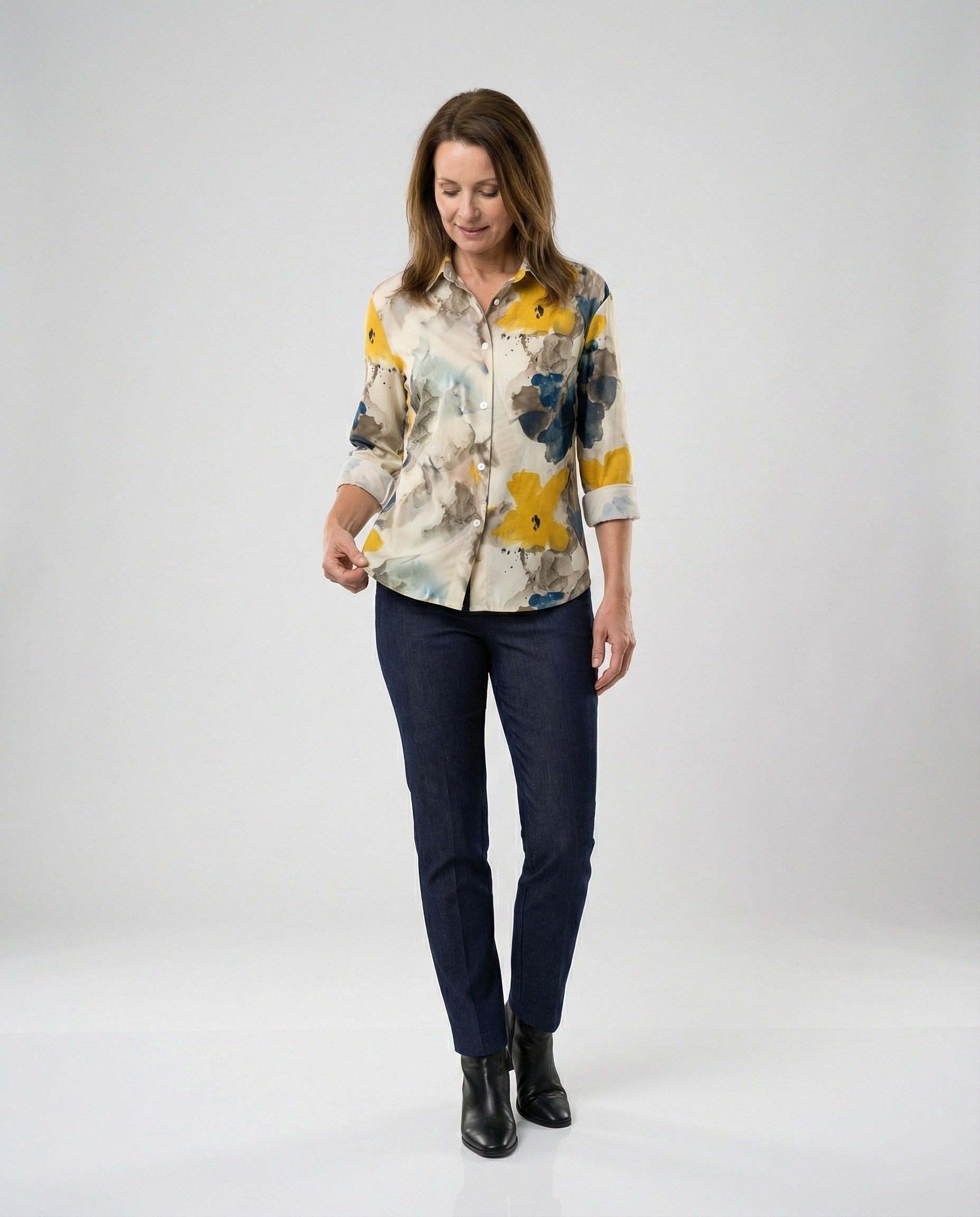 Damen Hemdbluse Katzenprint