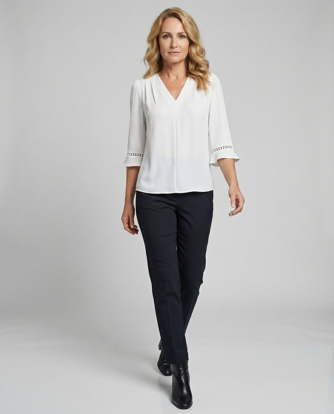 Damen Blusentop Damen V-Ausschnitt Crêpe