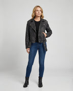Damen Lederjacke Wildlederoptik kurz