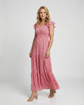 Damen Maxikleid Sommer Smokbund
