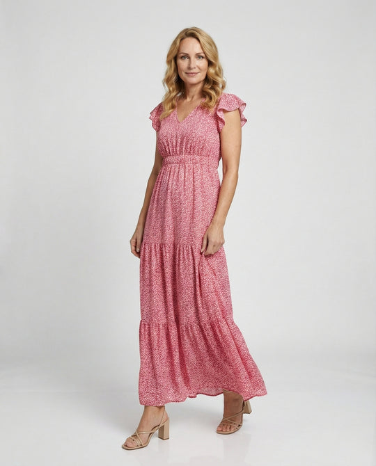 Damen Maxikleid Sommer Smokbund