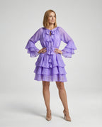 Freizeitkleid Damen Chiffon Volantkleid