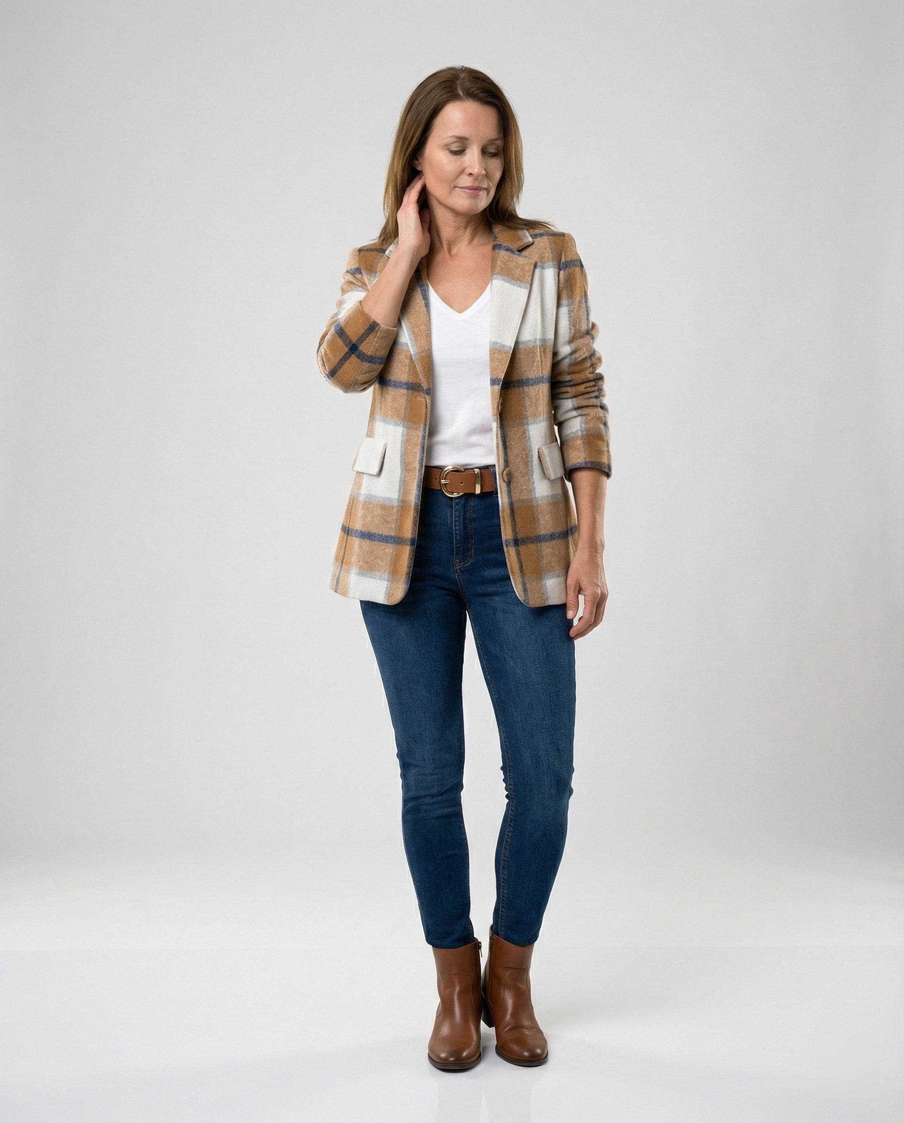 Damen Karierter Blazer mit taillierter Passform