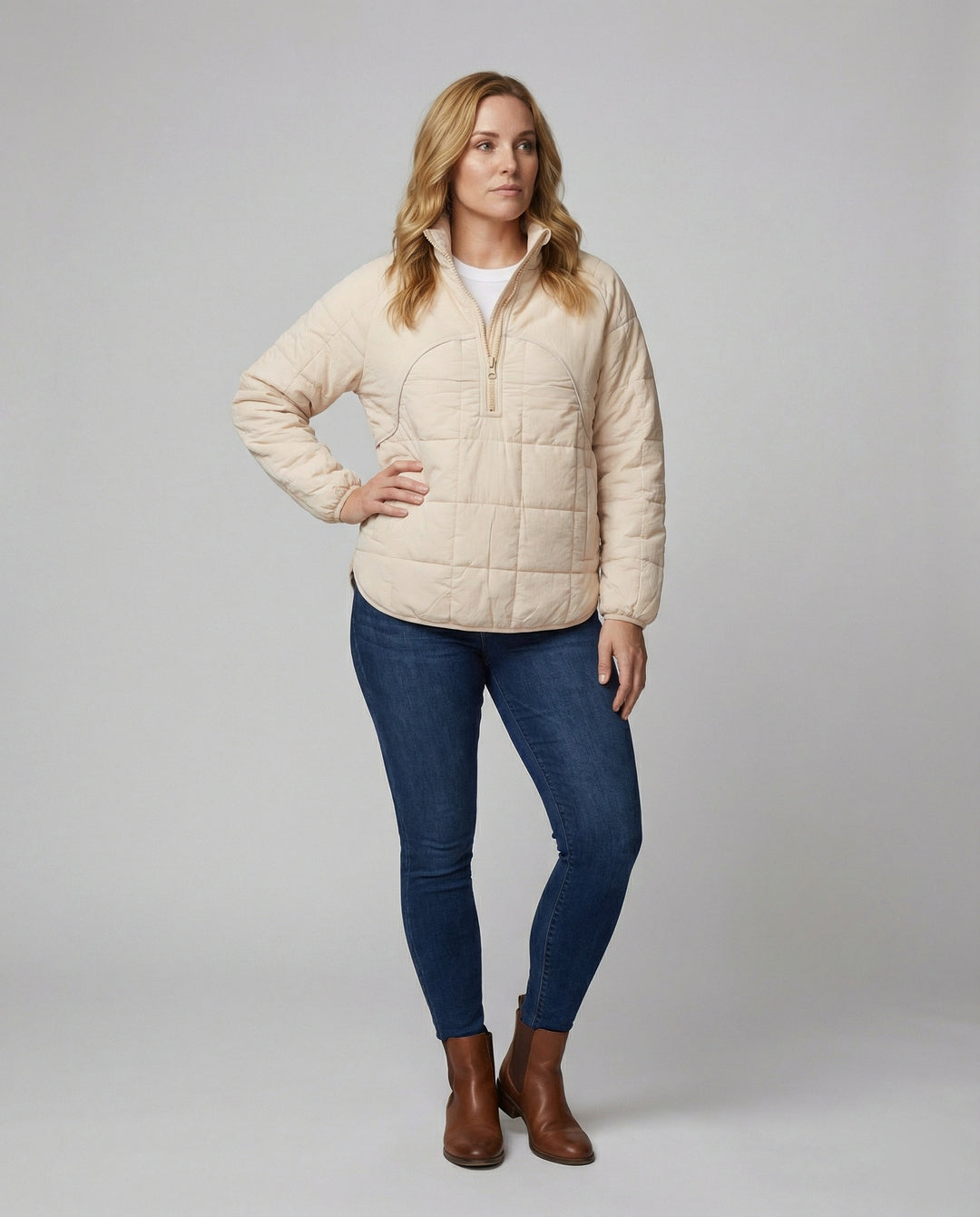 Steppjacke Damen mit hohem Kragen und Reißverschluss