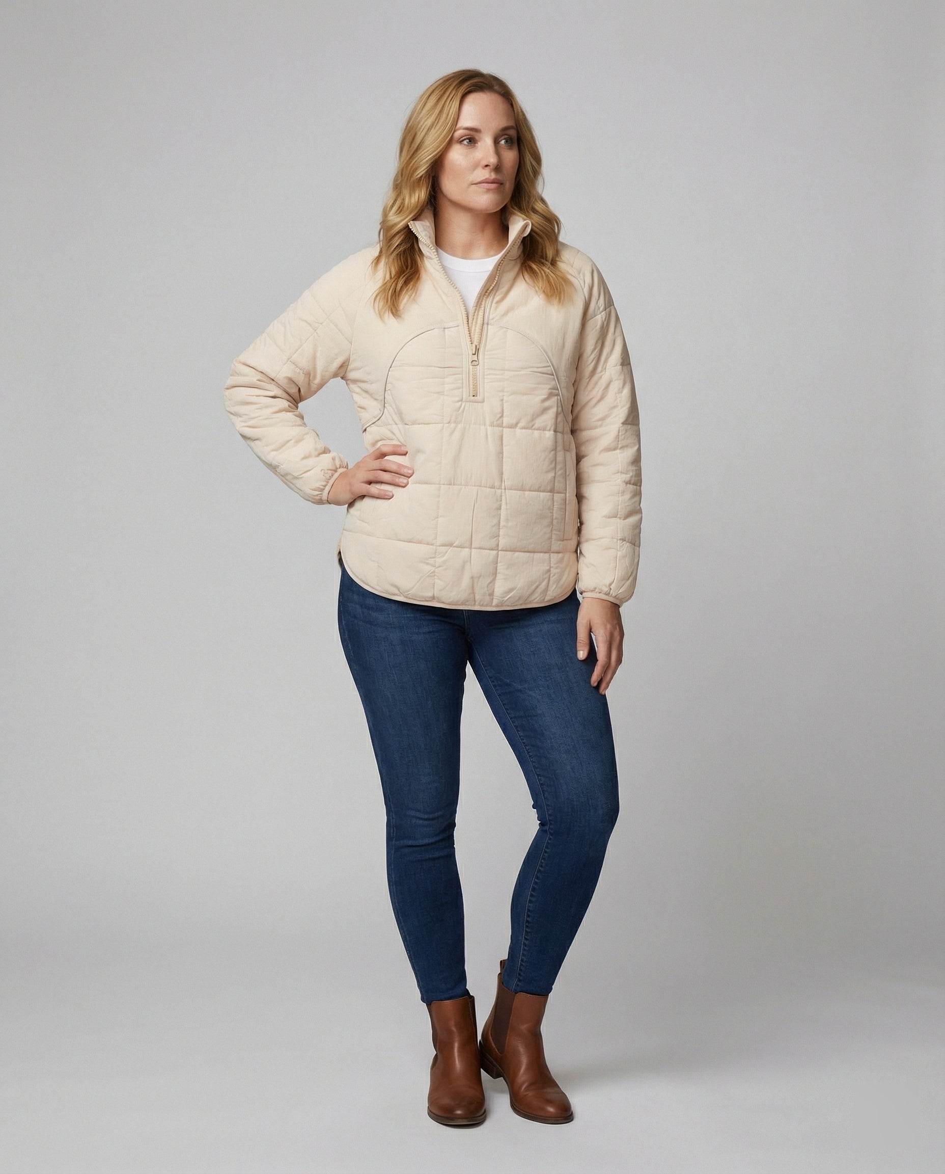 Steppjacke Damen mit hohem Kragen und Reißverschluss