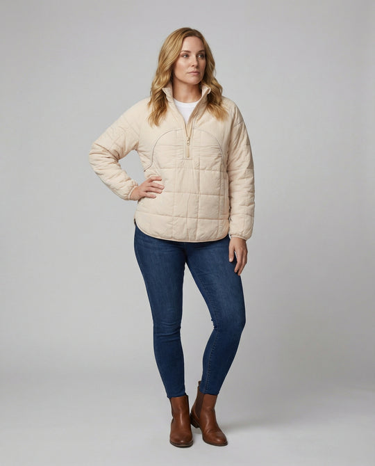 Steppjacke Damen mit hohem Kragen und Reißverschluss