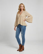 Bluse Damen Babydoll Baumwolle