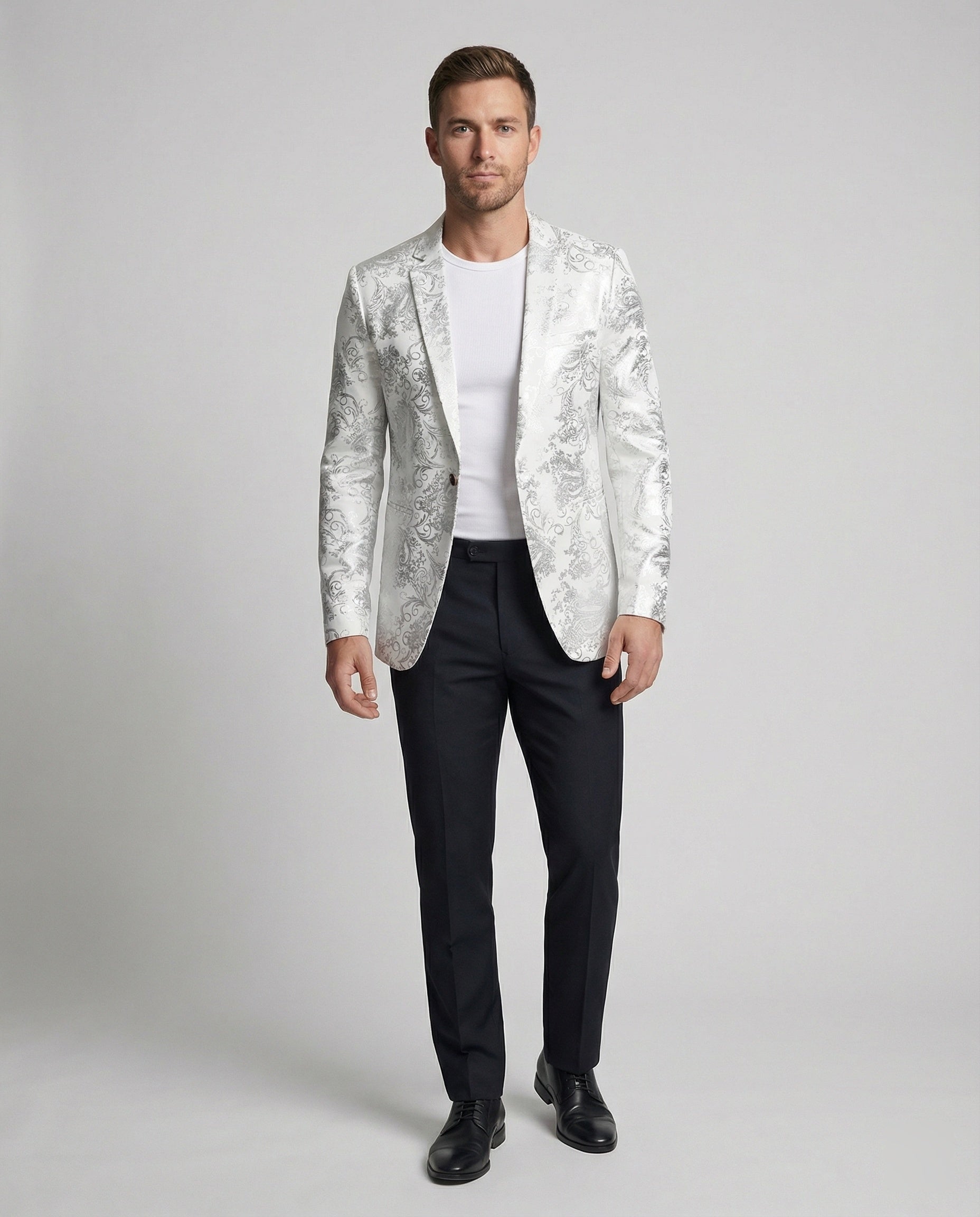 Herren eleganter Blazer mit kunstvollem Muster und luxuriösem Glanz