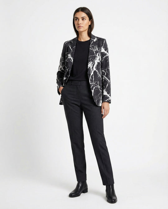 Damen Kurzblazer mit Print und Revers