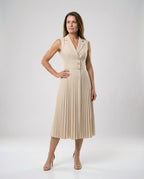 Damen Midikleid ärmellos mit Plisseerock