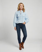 Bluse Damen Peplum Ballonärmel
