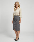 Damen elegante Baumwollbluse mit Stehkragen