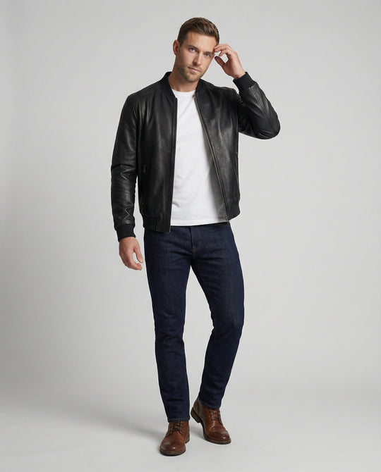 Herren Lederoptik Bomberjacke