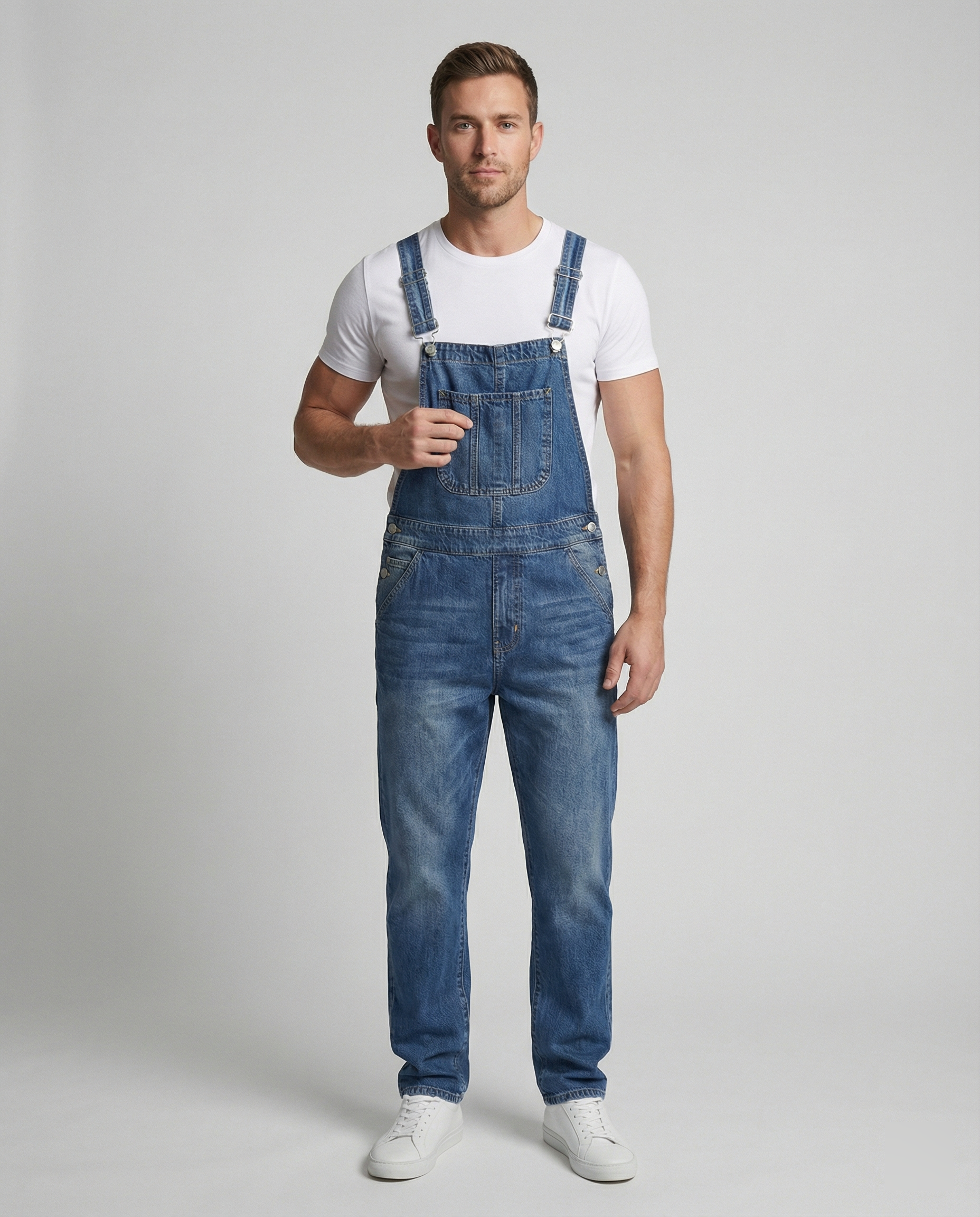 Herren Jeans Latzhose robust mit verstellbaren Trägern
