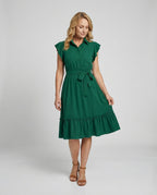 Damen Midikleid elegant mit Stehkragen