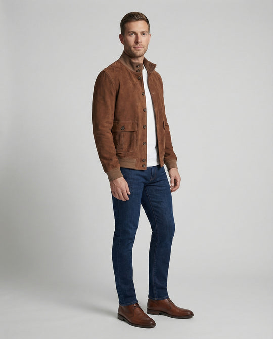 Freizeitkleidung Herren Wildlederjacke Bomber