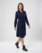 Freizeitkleid Damen Hemdblusenkleid mit Taillengürtel