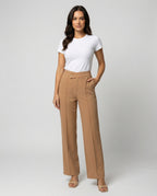 Damen Hochbund Anzughose Damen mit Knopfdetails