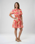 Damen Stufen Minikleid mit Puffärmeln