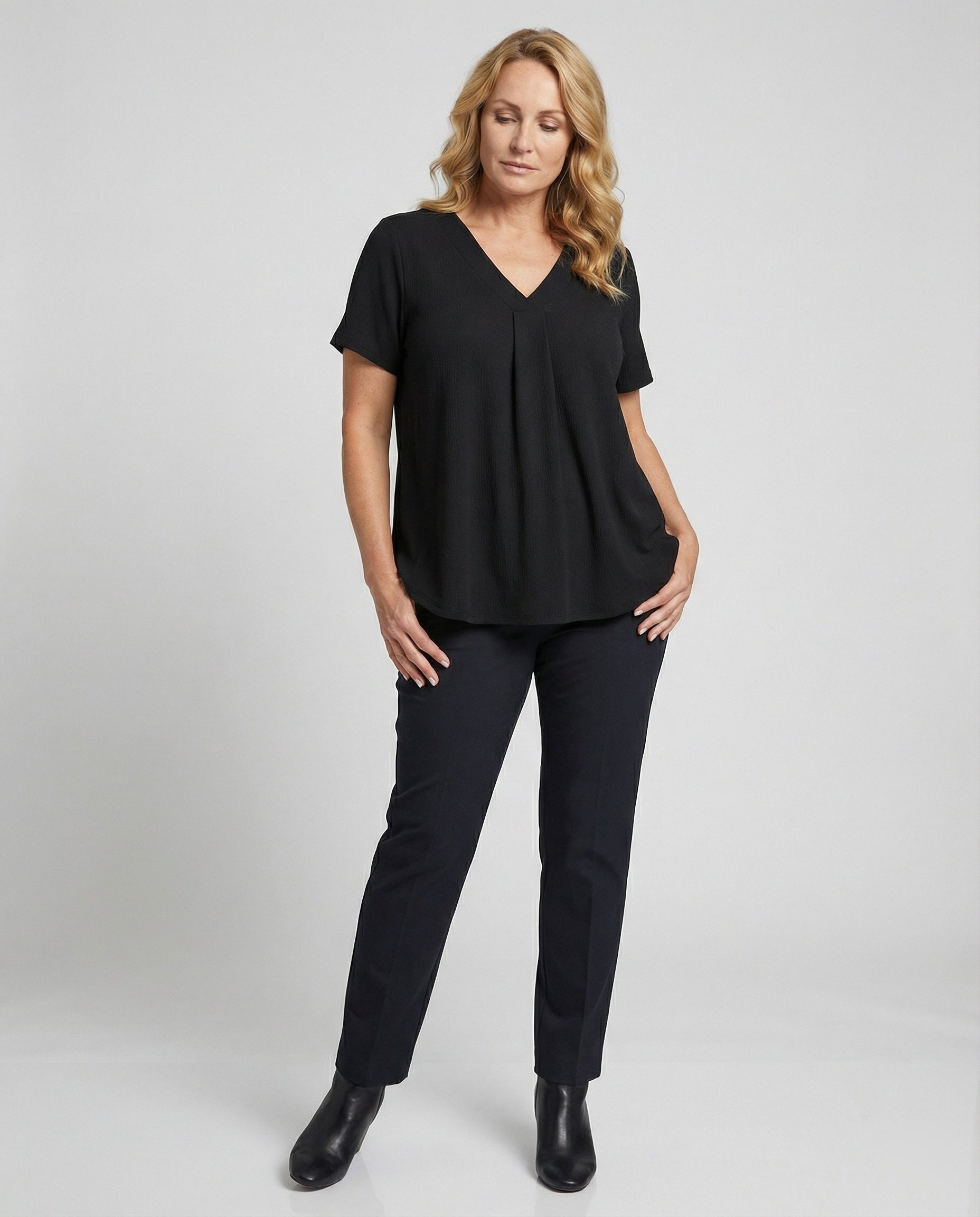 Tunika Bluse Damen mit V-Ausschnitt