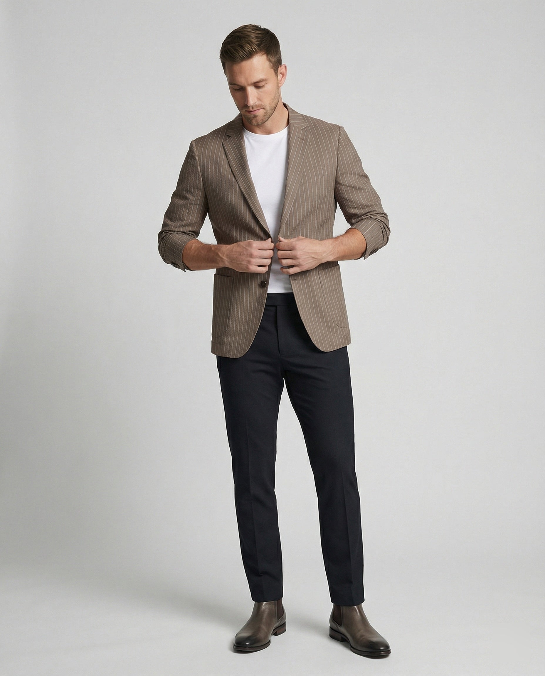 Herren Nadelstreifen Sakko Slim Fit Sommer