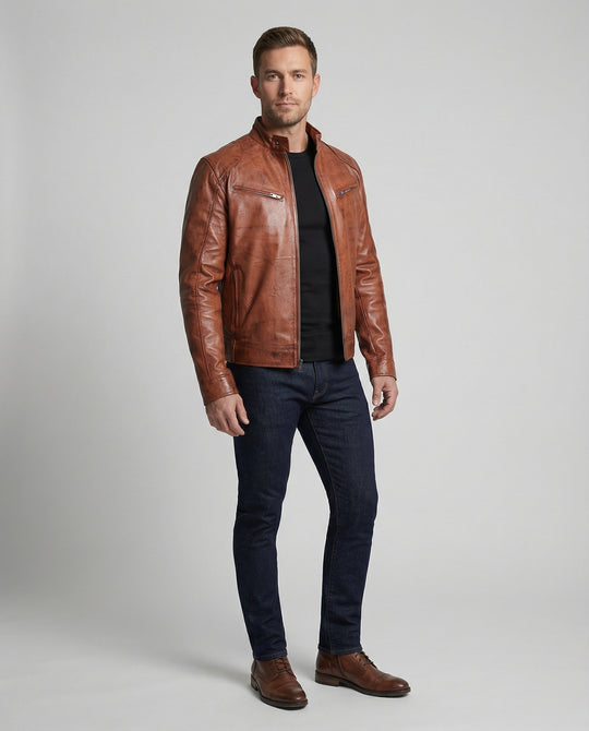 Herren Hochwertige Echtlederjacke