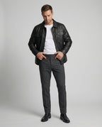Herren Klassische Kunstlederjacke mit Taschen