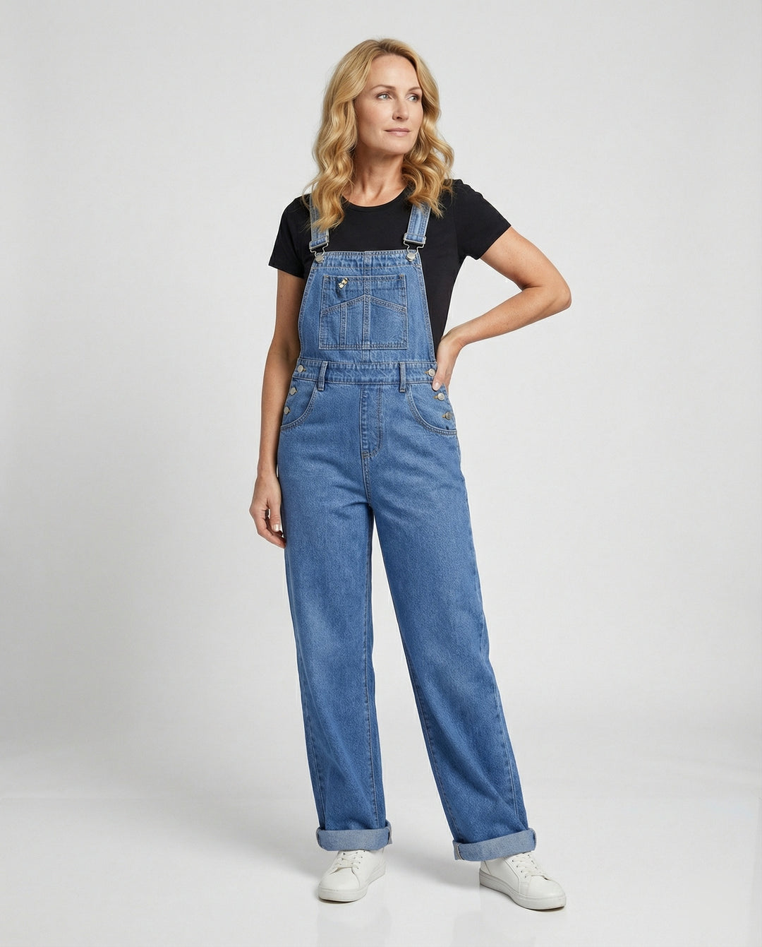 Damen Latzhose Jeans weit