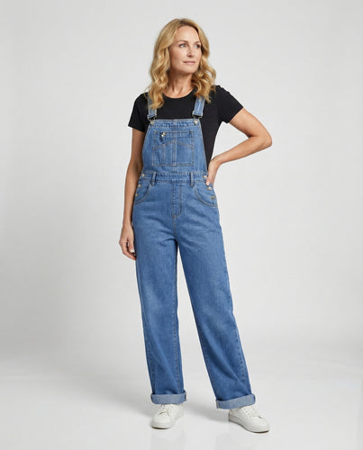 Damen Latzhose Jeans weit
