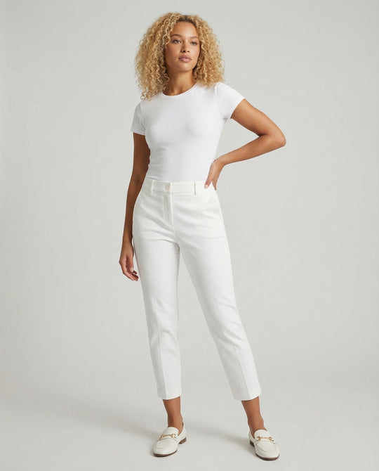 Damen Cropped Stoffhose modisch geschnitten
