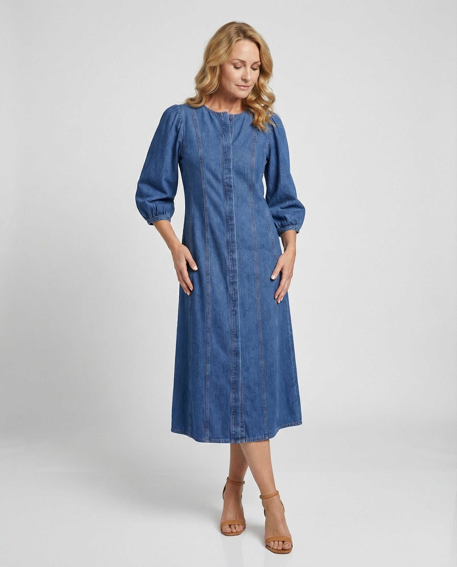 Freizeitkleid Damen Denim A-Linie