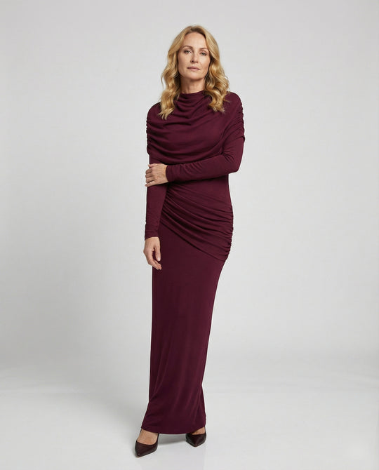 Damen Maxikleid mit Drapierung