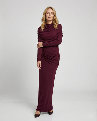 Damen Maxikleid mit Drapierung