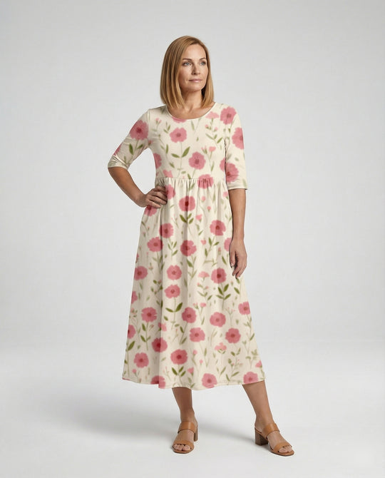 Damen Maxikleid A-Linie fließend