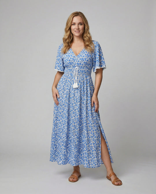 Damen Maxikleid mit floralen Akzenten