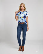 Kurzarmshirt Damen Mit Blumenprint