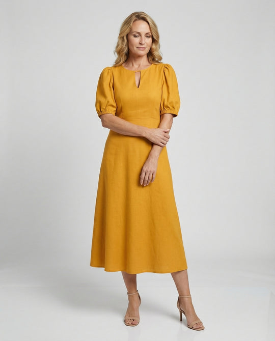 Damen Midikleid mit Ballonärmeln