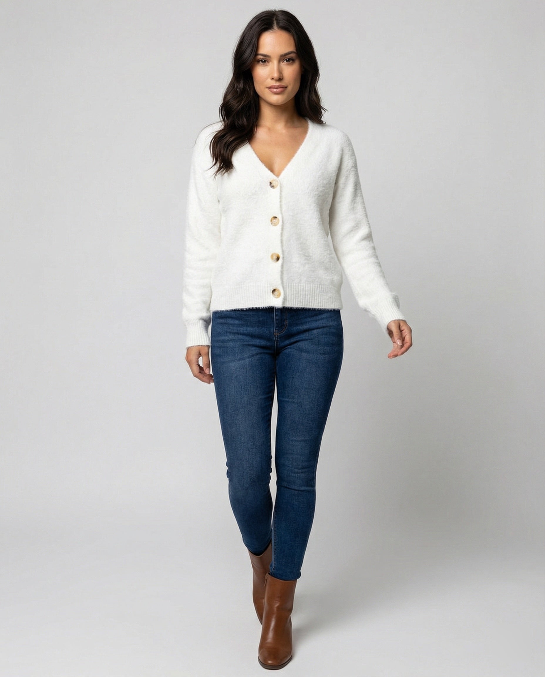 Damen Strickcardigan kuschelig mit dekorativen Knöpfen