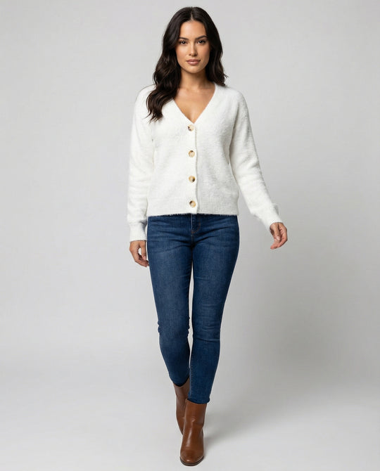 Damen Strickcardigan kuschelig mit dekorativen Knöpfen