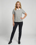 Damen Bluse Leinen Peter Pan Kragen