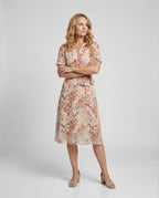 Damen Midikleid Wickeloptik floral