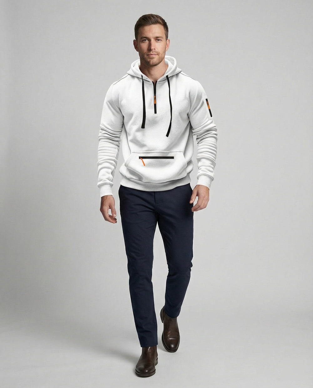 Herren sportlicher Hoodie mit praktischen Reißverschlusstaschen und verstellbarem Kapuzenzug R&B