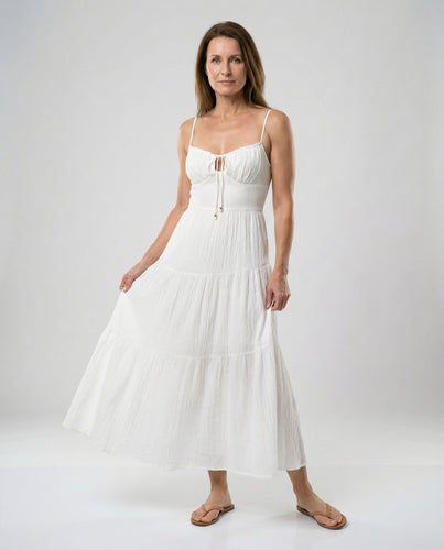 Damen Maxikleid mit verstellbaren Rüschen
