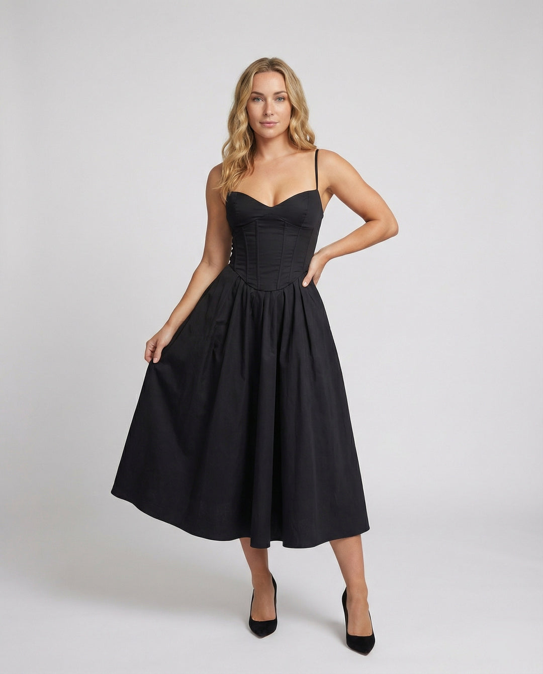 Damen Elegantes Langkleid mit taillierter Silhouette und schwingendem Rock R&B