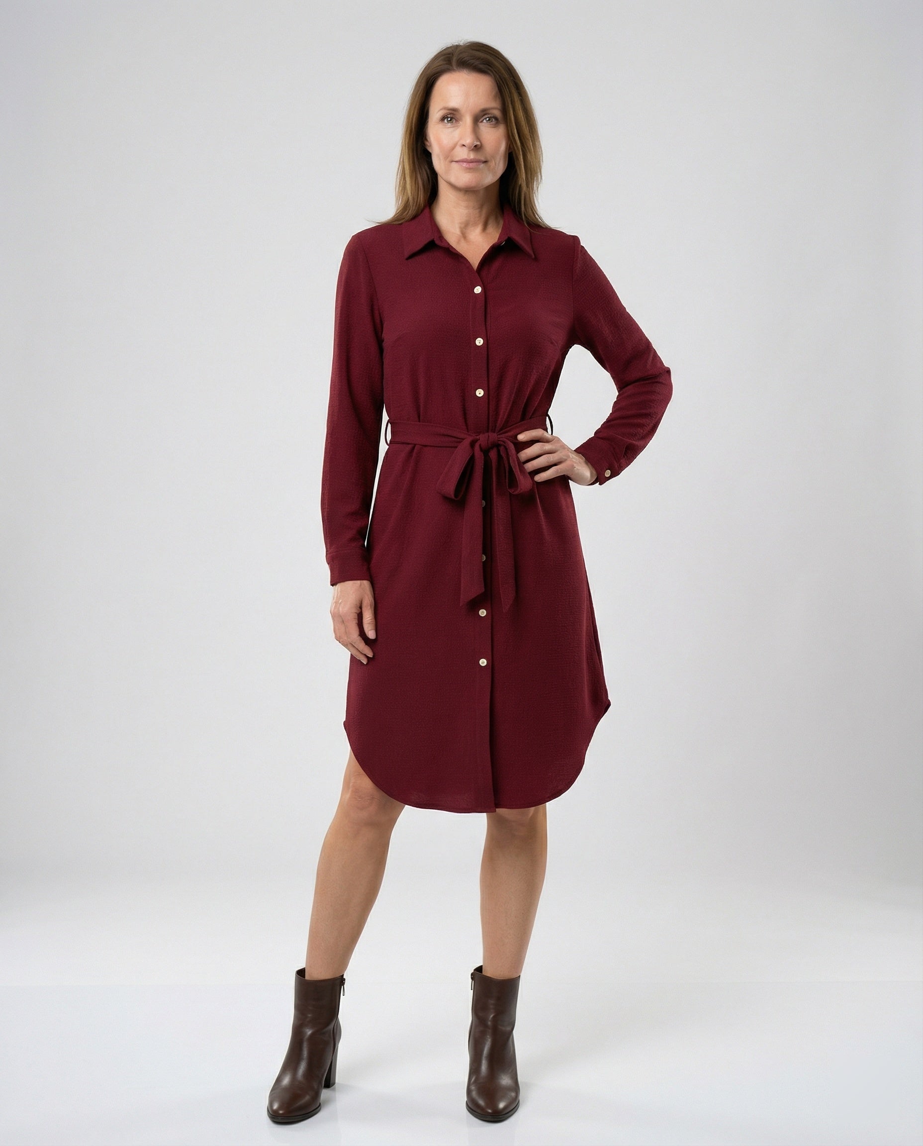 Hemdblusenkleid Mit Taillengürtel Damen