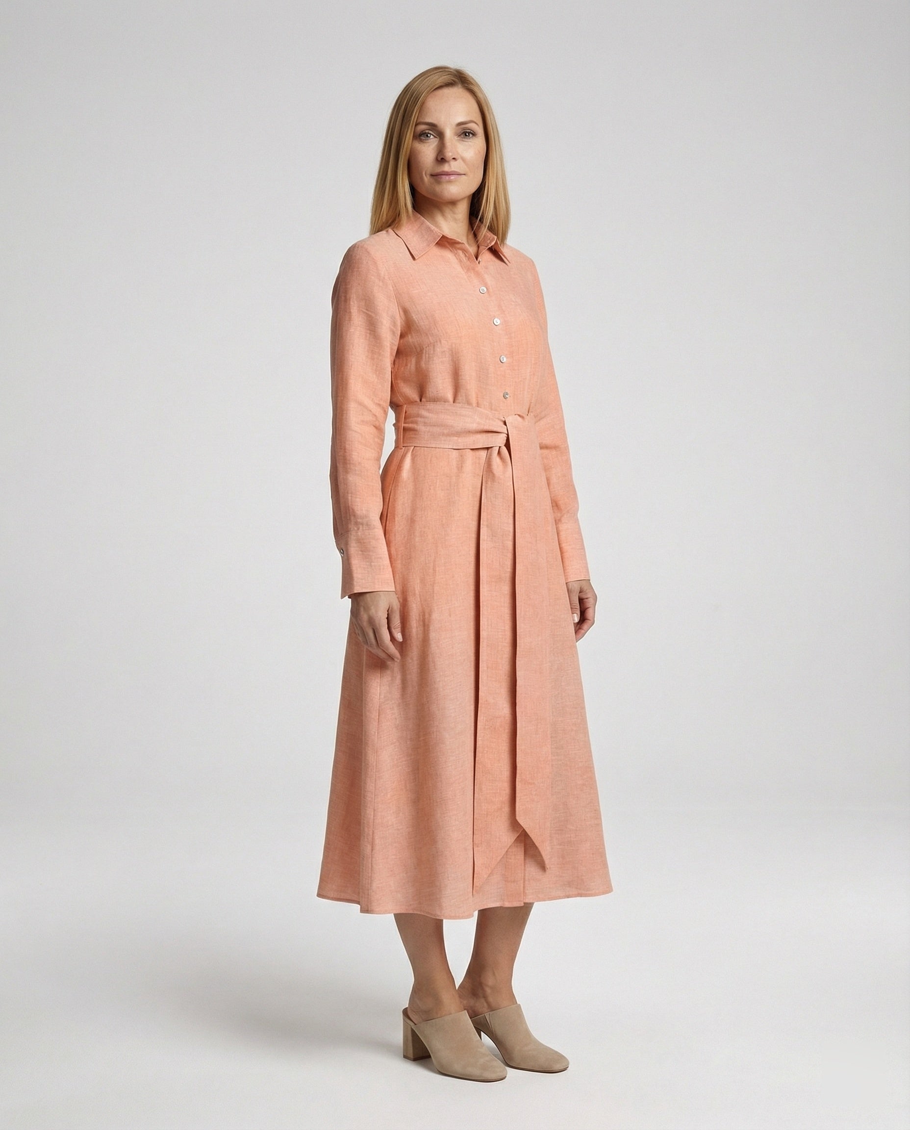 Leinen Freizeitkleid Damen Hemdkleid