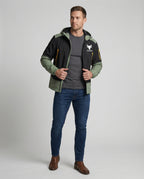 R&B | Herrenjacke mit Reißverschluss, Kapuze und Farbblockdesign