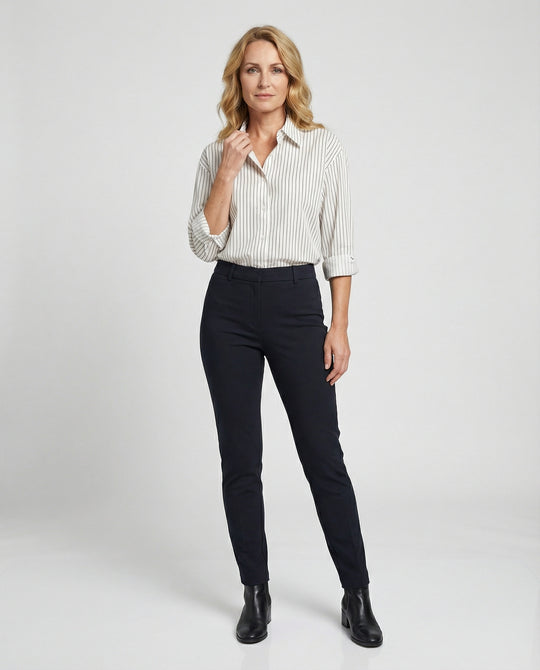 Damen Bluse mit feinen Streifen und Knöpfen